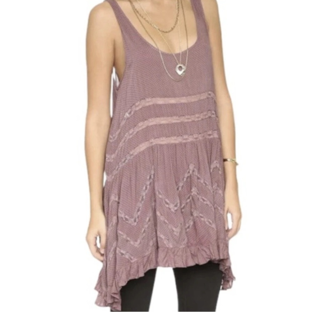 Free People Voile and Lace Trapeze Slip /Dress in Misty Pink Women’s XS